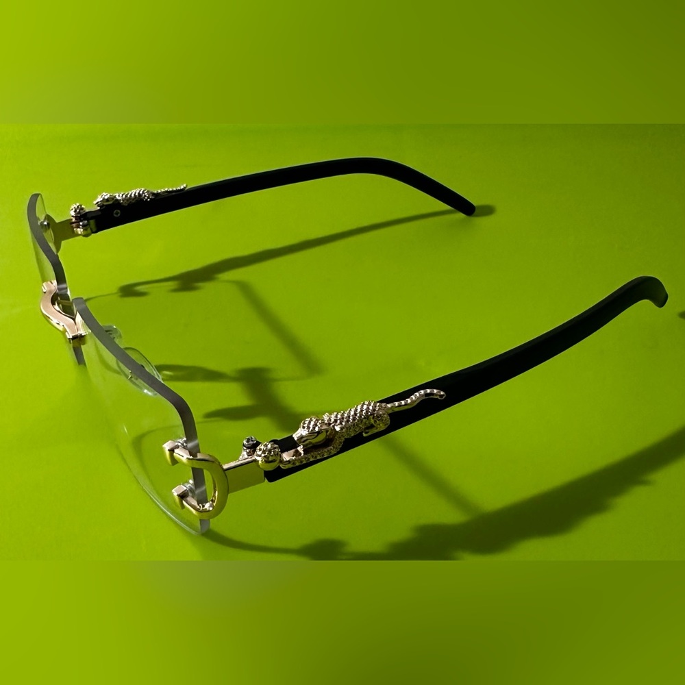 Men's GOLD CHEETAH Square Fashion Plano Glasses Gold And Black Combination